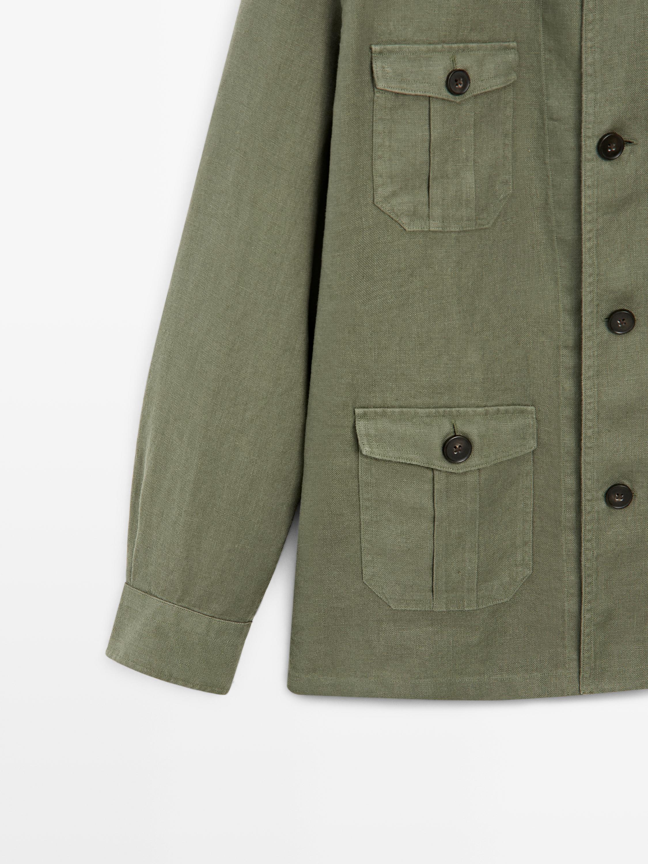 Heavy linen overshirt with pocket details